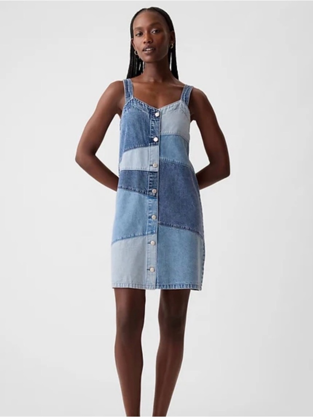 GAP | Patchwork Denim Button-Front Mini Dress, Size XXL - EUC
